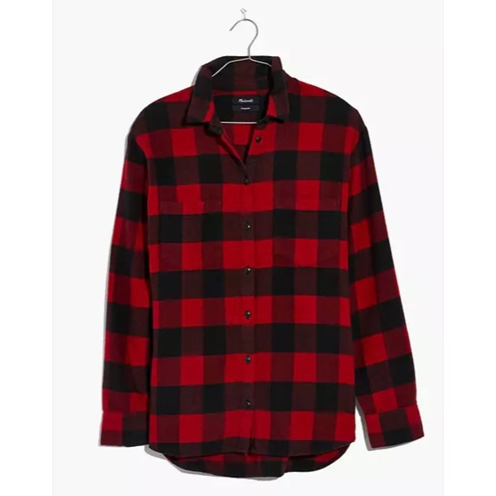 🌲 Madewell Flannel Oversized Ex-Boyfriend Shirt in Buffalo Check